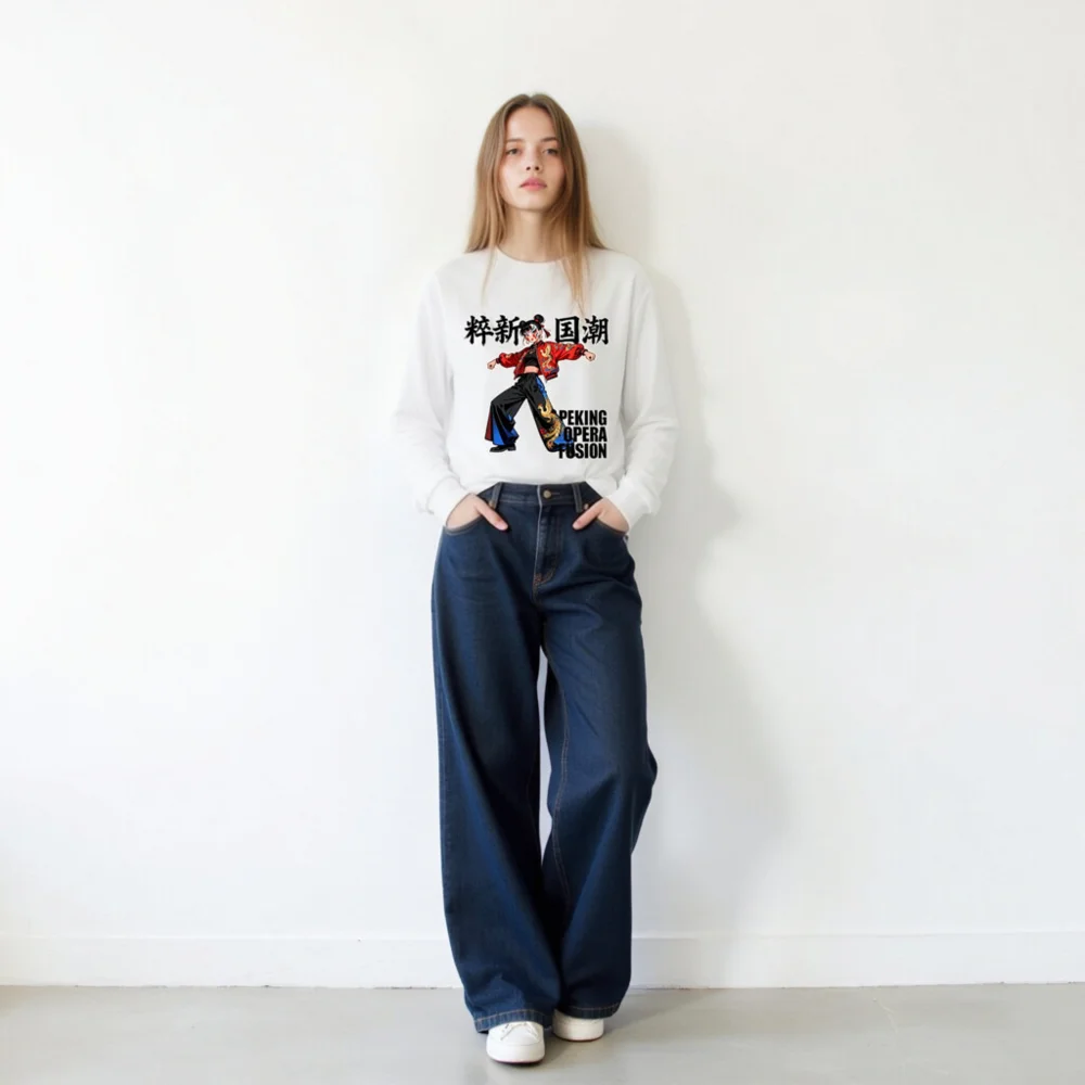 Peking Opera Fusion Unisex Long Sleeve Tee - Chinese Traditional Art Streetwear - Image 11