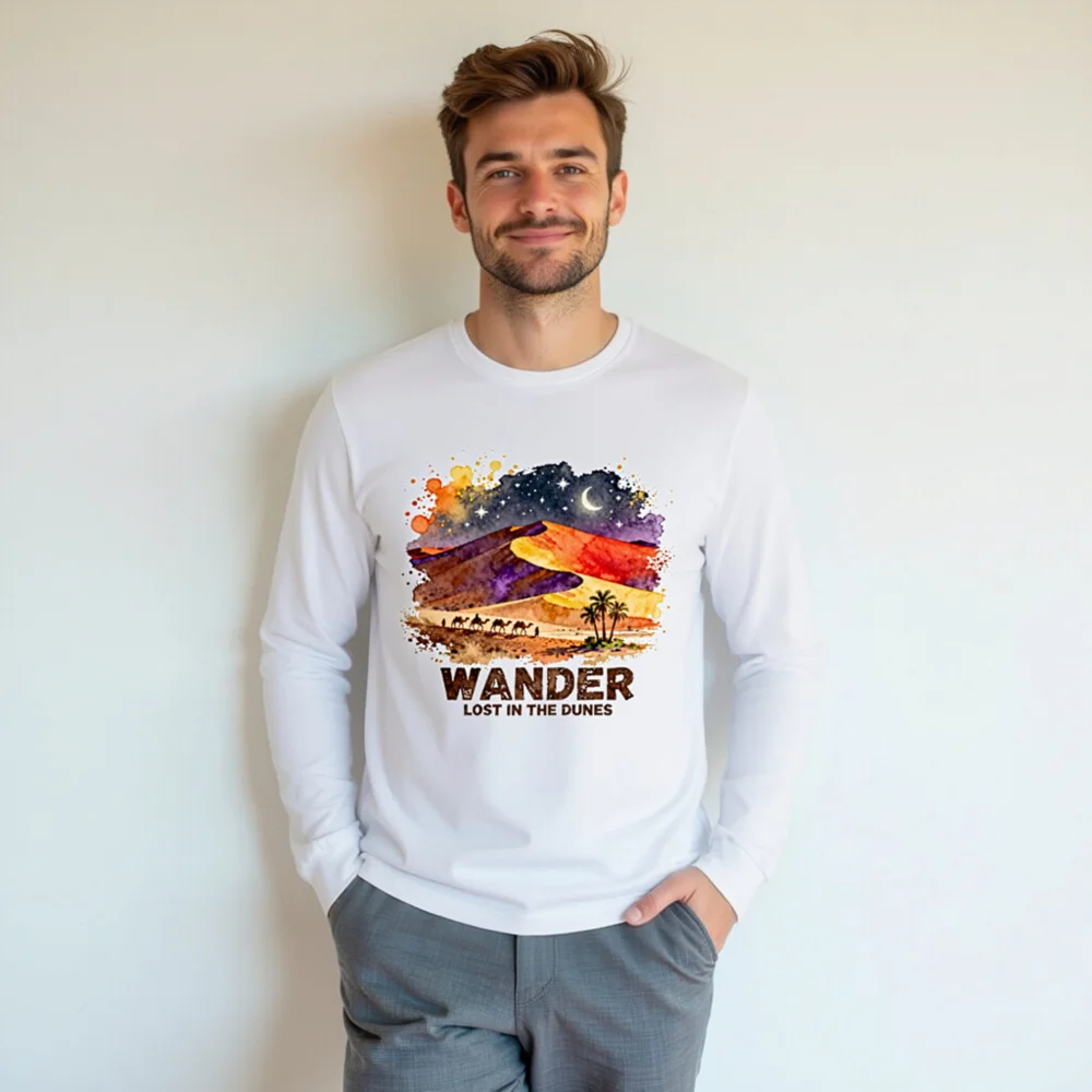 Wander Lost in the Dunes Long Sleeve Tee - Unisex Desert Art Shirt - Image 7