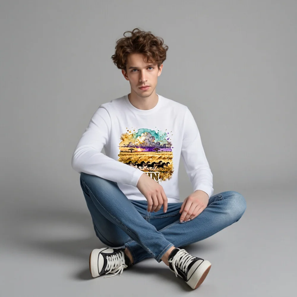 Run Wild and Free Long Sleeve Tee – Unisex Graphic T-Shirt - Image 4