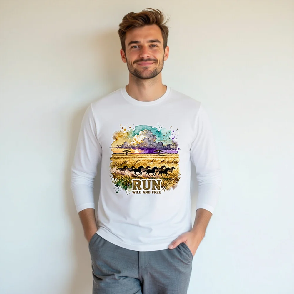 Run Wild and Free Long Sleeve Tee – Unisex Graphic T-Shirt - Image 7