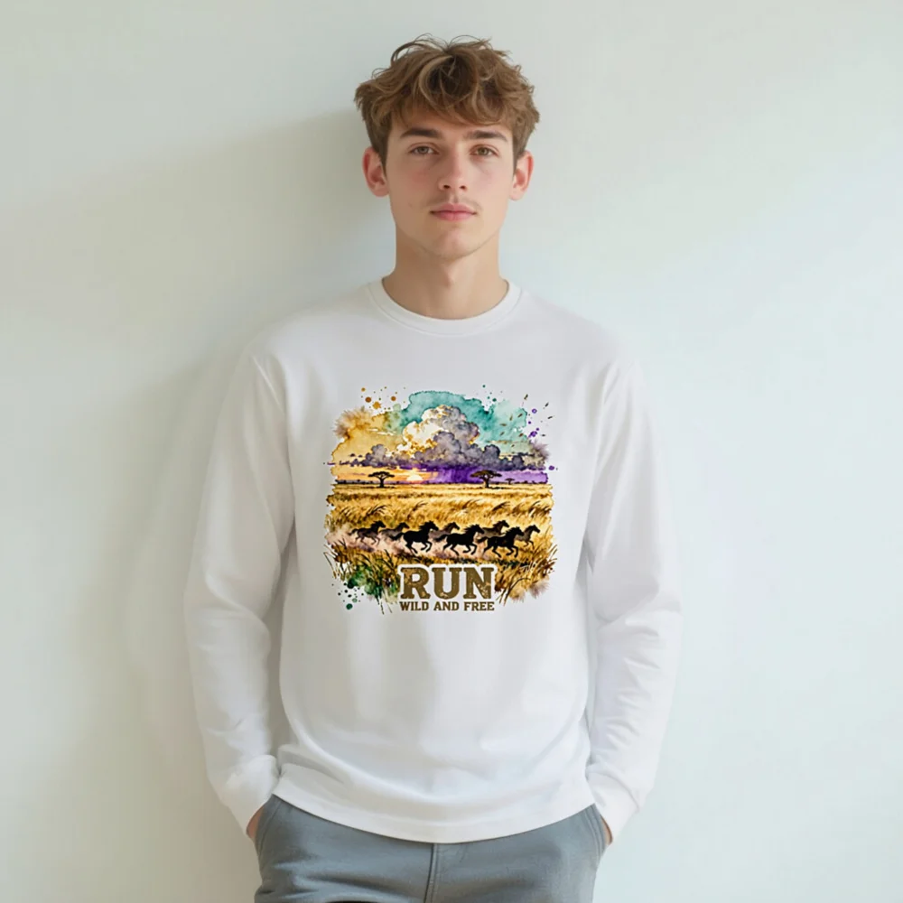 Run Wild and Free Long Sleeve Tee – Unisex Graphic T-Shirt - Image 8