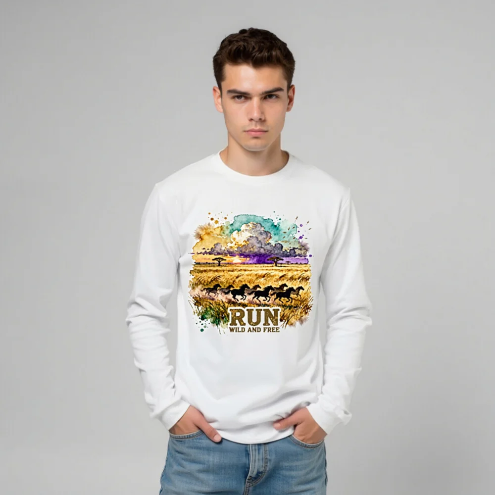 Run Wild and Free Long Sleeve Tee – Unisex Graphic T-Shirt - Image 10