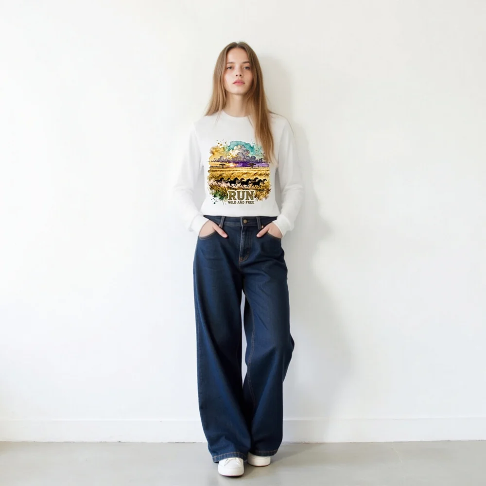 Run Wild and Free Long Sleeve Tee – Unisex Graphic T-Shirt - Image 11