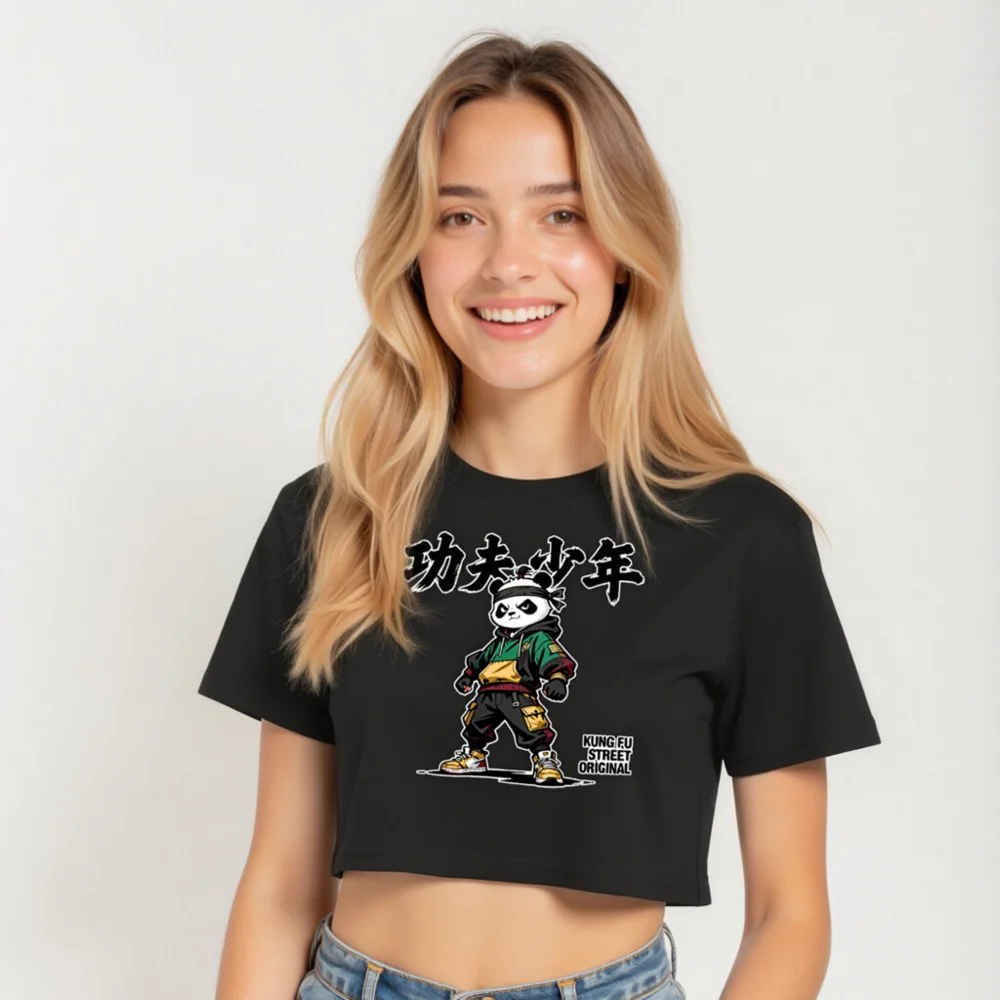 Kung Fu Panda Crop Top for Women – Streetwear Graphic Tee - Image 5
