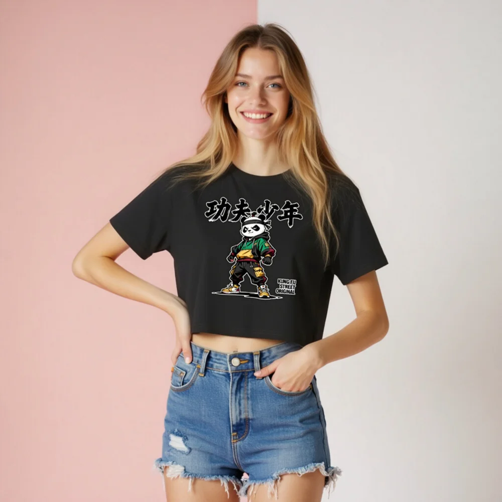 Kung Fu Panda Crop Top for Women – Streetwear Graphic Tee - Image 8