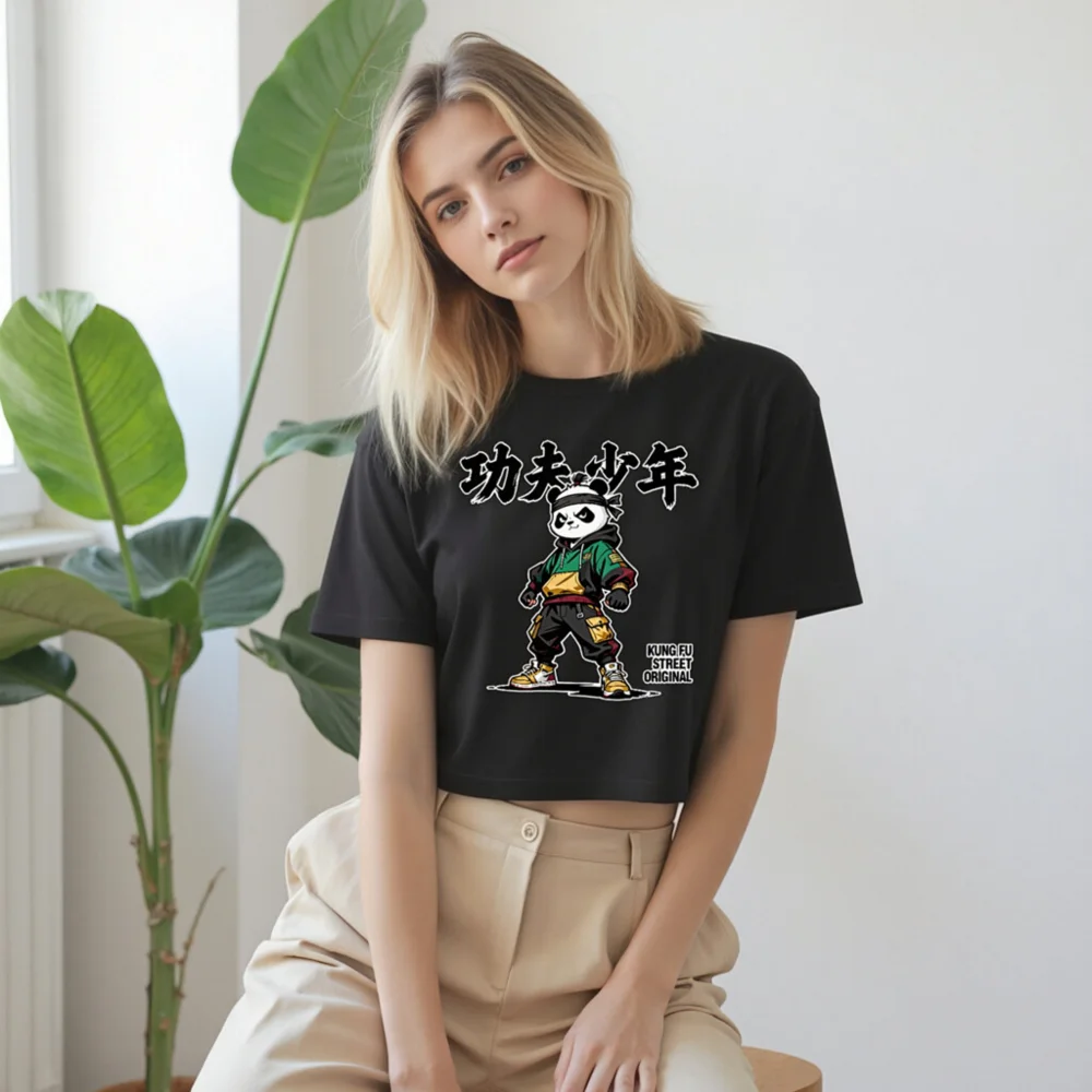 Kung Fu Panda Crop Top for Women – Streetwear Graphic Tee - Image 9