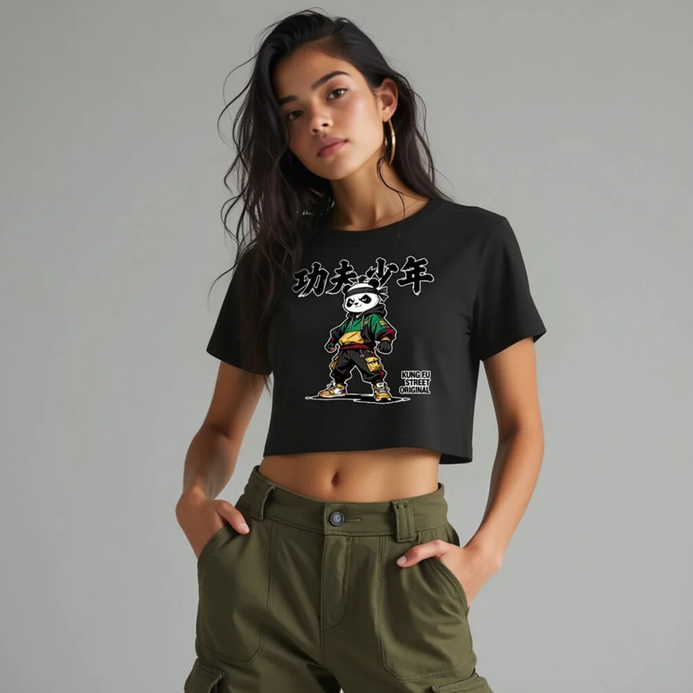 Kung Fu Panda Crop Top for Women – Streetwear Graphic Tee - Image 10