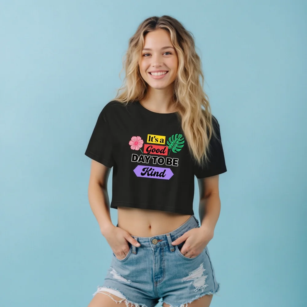 Women's Crop Top - 'It's a Good Day to Be Kind' Graphic Tee - Image 7