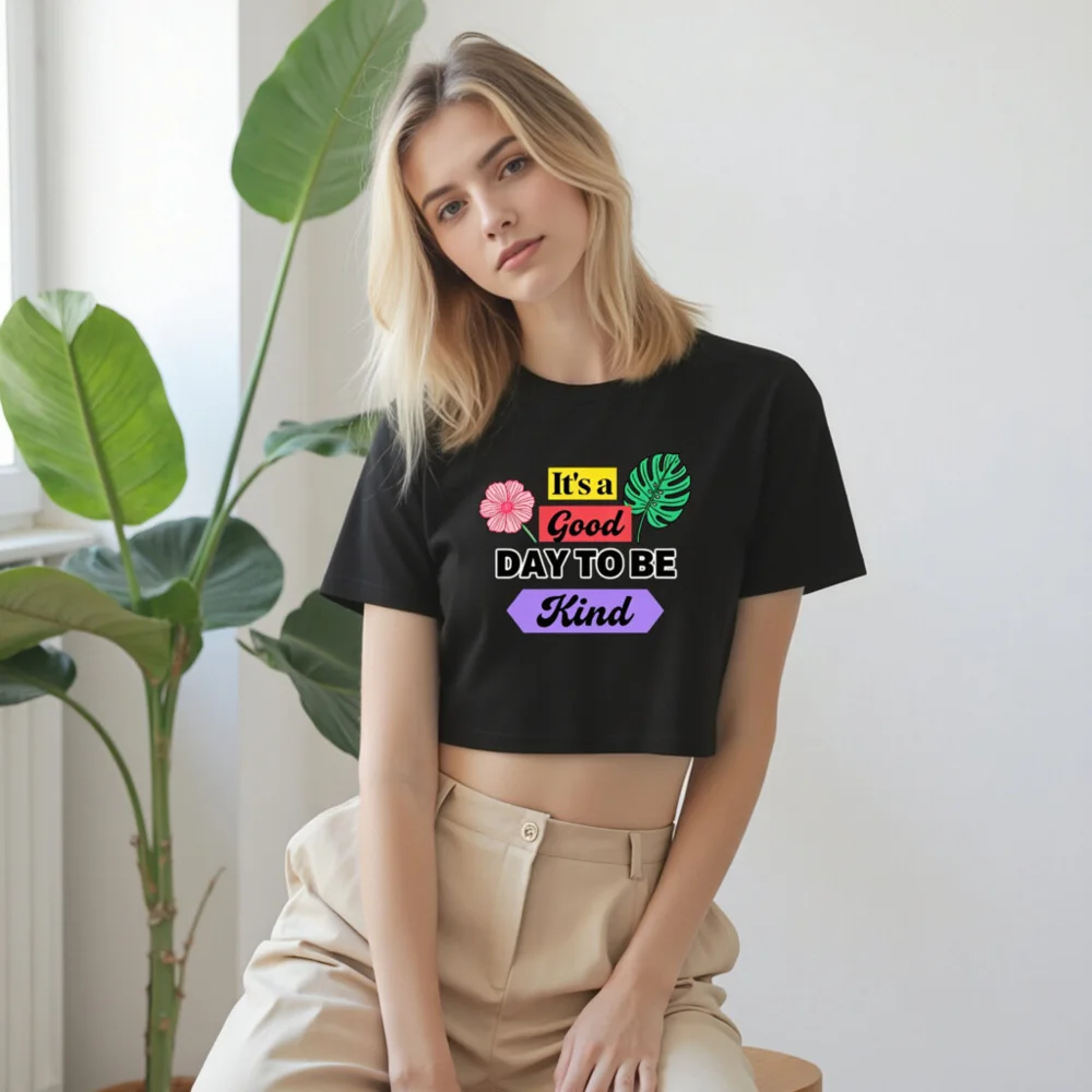 Women's Crop Top - 'It's a Good Day to Be Kind' Graphic Tee - Image 9