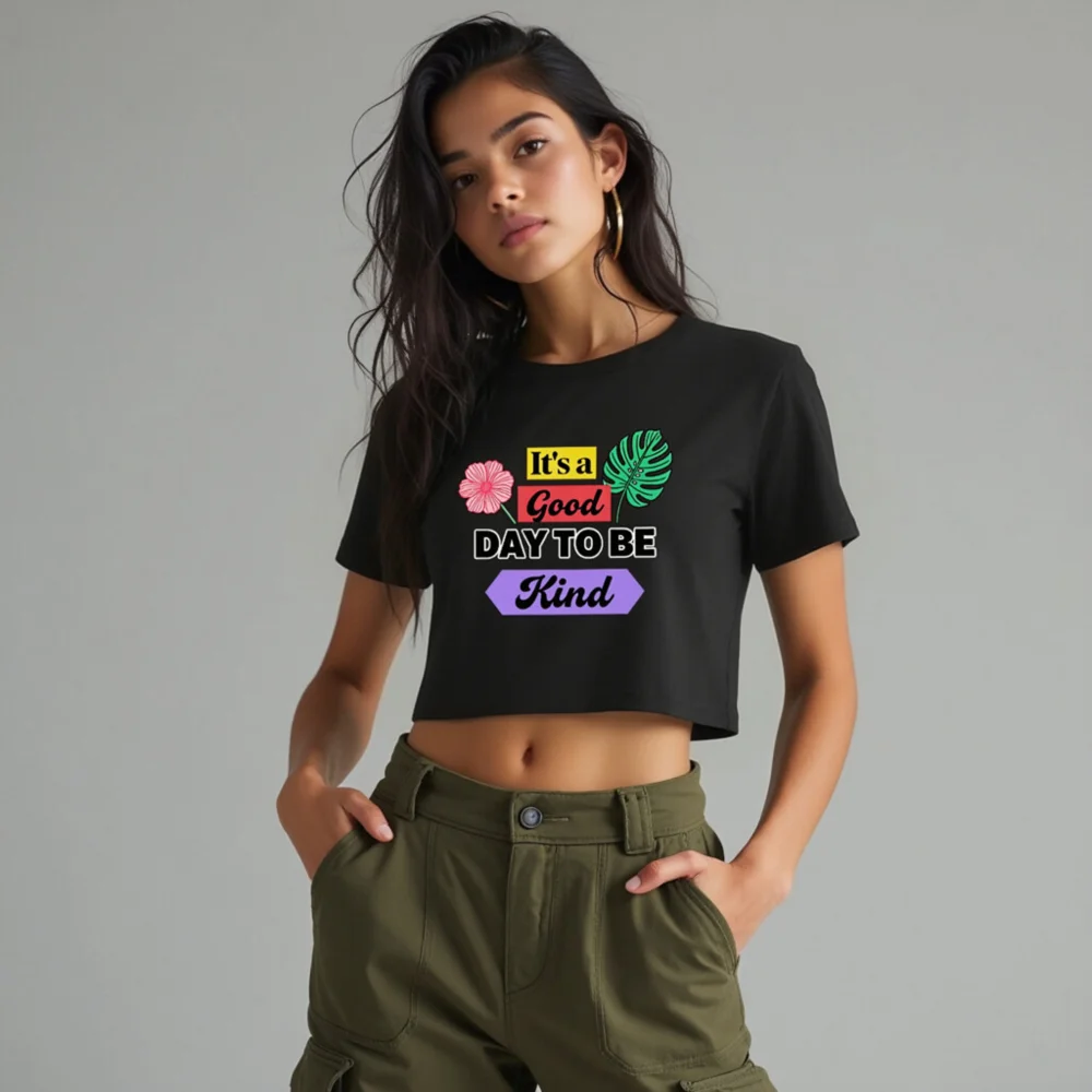 Women's Crop Top - 'It's a Good Day to Be Kind' Graphic Tee - Image 10