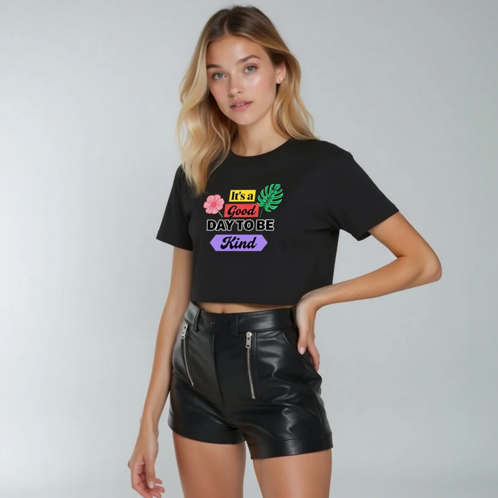 Women's Crop Top - 'It's a Good Day to Be Kind' Graphic Tee - Image 11