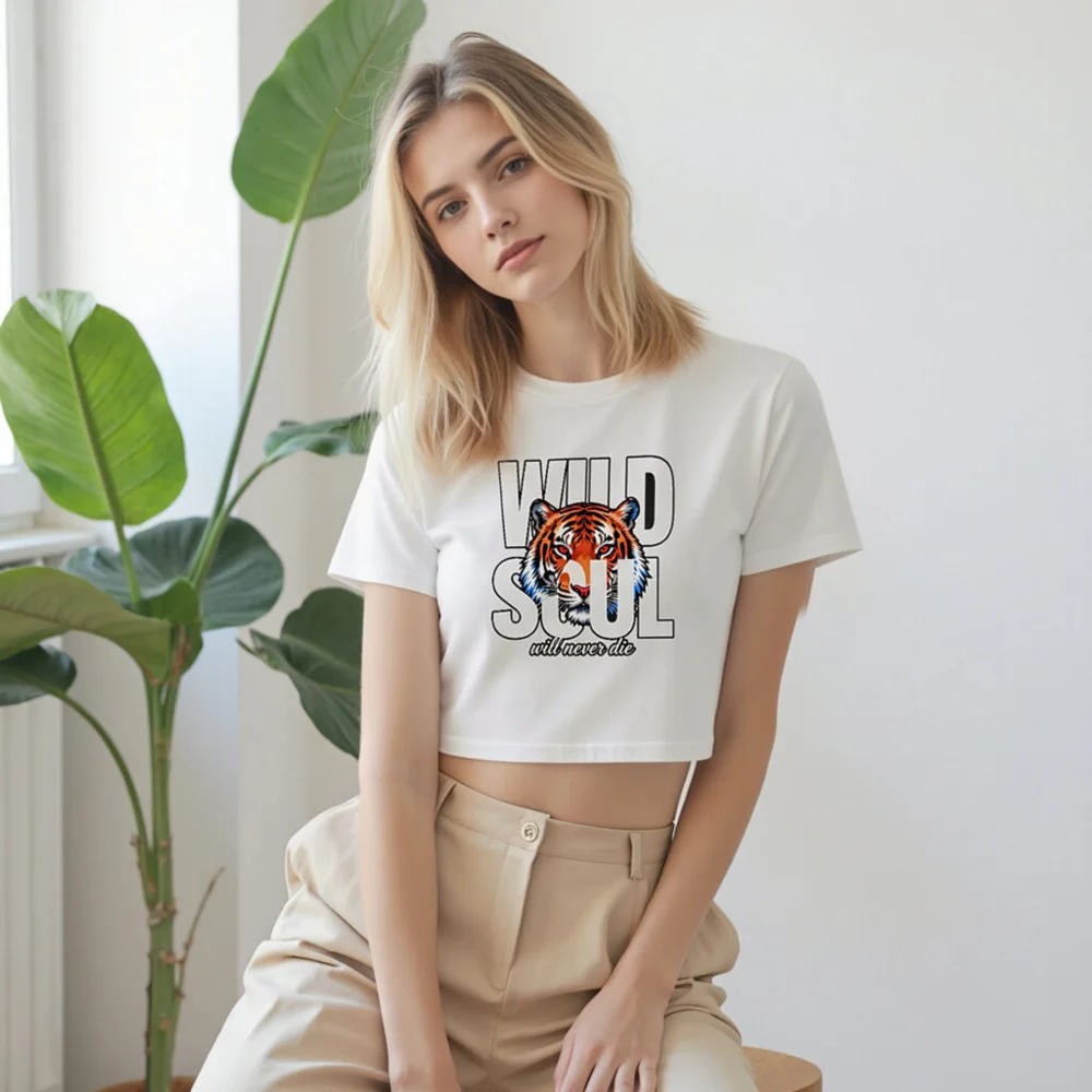 Wild Soul Tiger Crop Top for Women – Graphic Short Sleeve Tee - Image 9