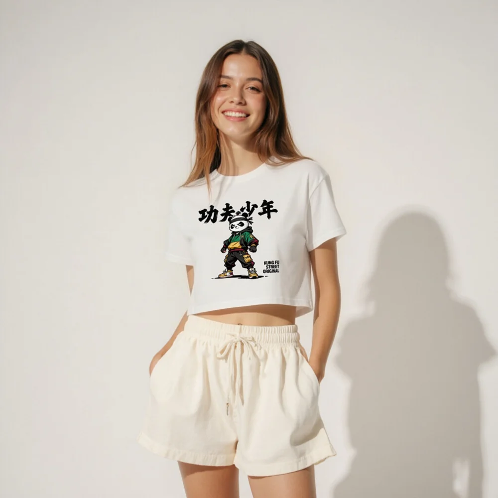 Kung Fu Panda Crop Top for Women – Streetwear Graphic Tee - Image 4