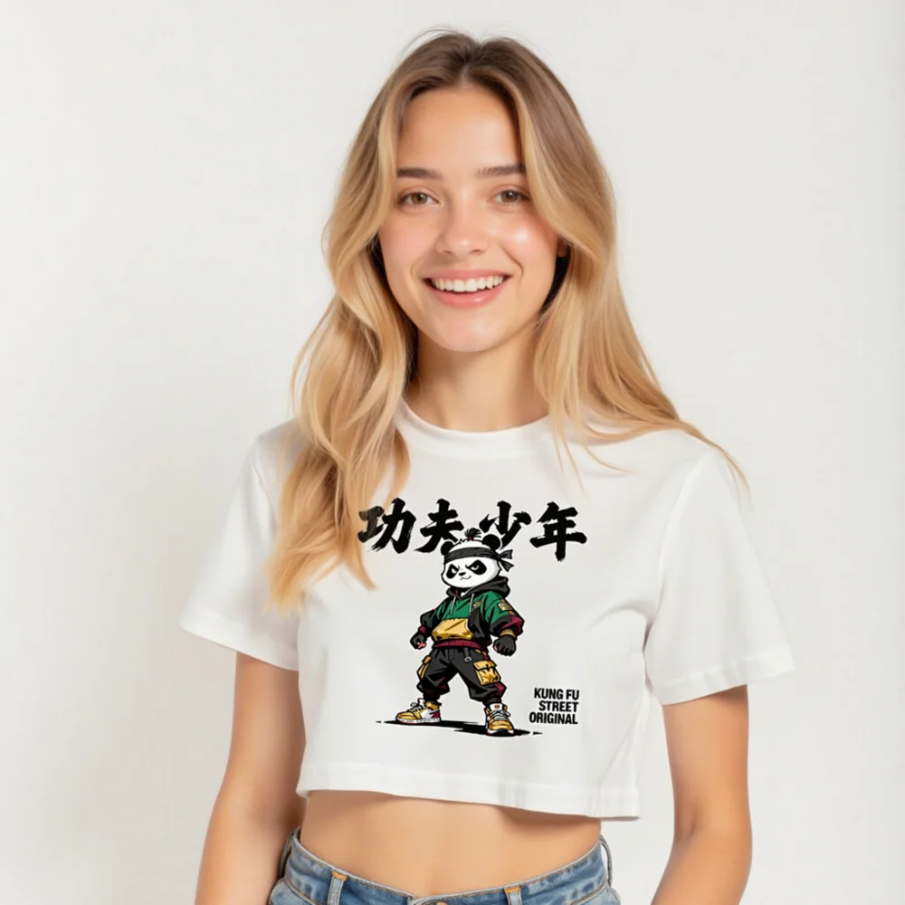 Kung Fu Panda Crop Top for Women – Streetwear Graphic Tee - Image 5
