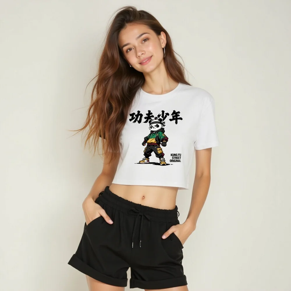 Kung Fu Panda Crop Top for Women – Streetwear Graphic Tee - Image 6
