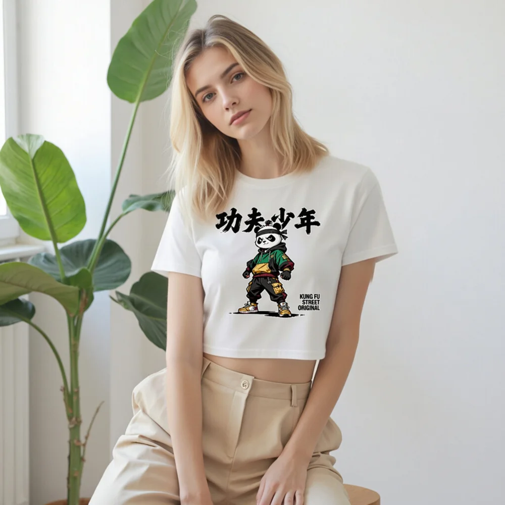 Kung Fu Panda Crop Top for Women – Streetwear Graphic Tee - Image 9