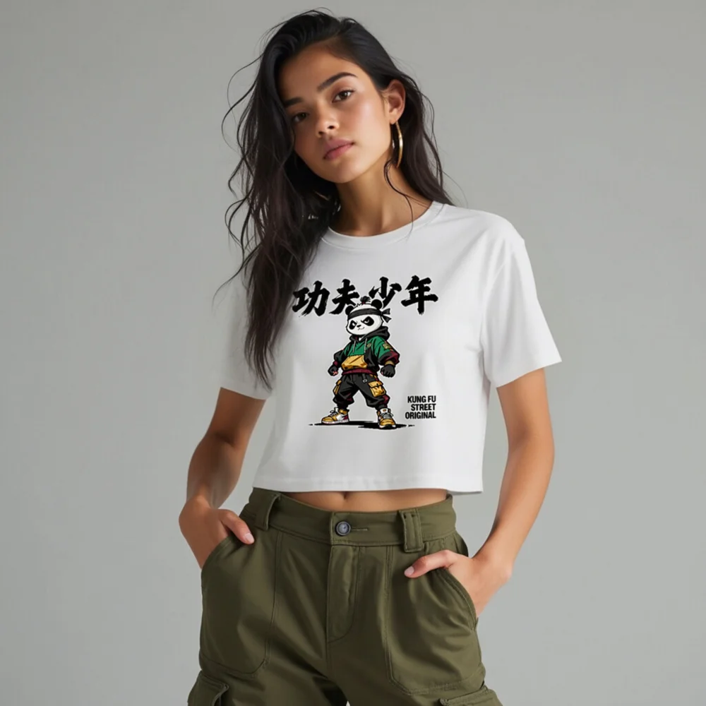 Kung Fu Panda Crop Top for Women – Streetwear Graphic Tee - Image 10