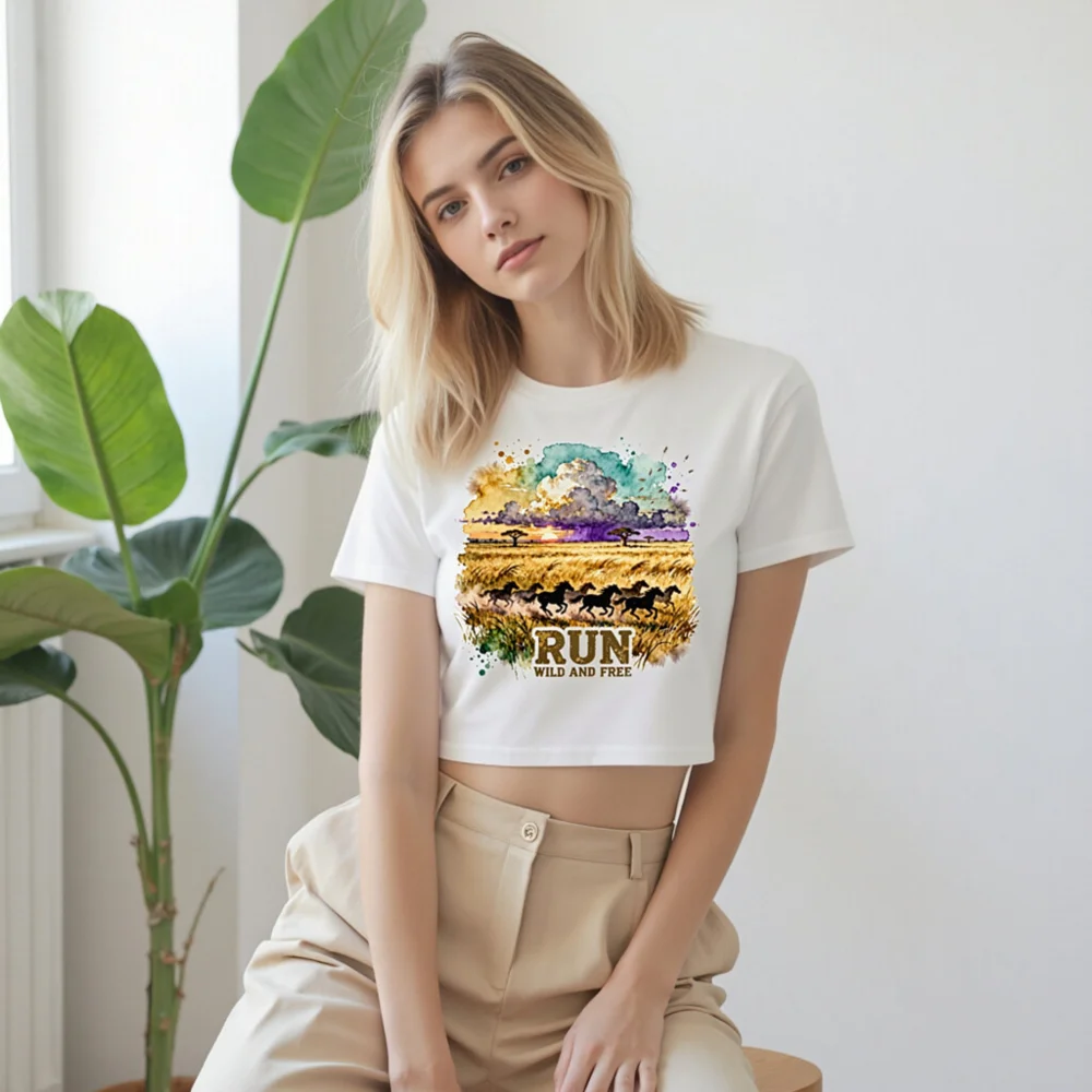 Women's Crop Top - Run Wild and Free Graphic Tee - Image 9
