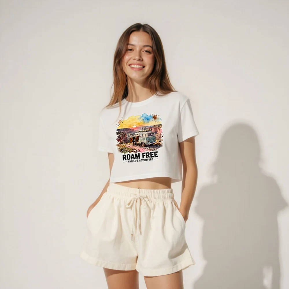 Roam Free Van Life Adventure Crop Top for Women - Image 4