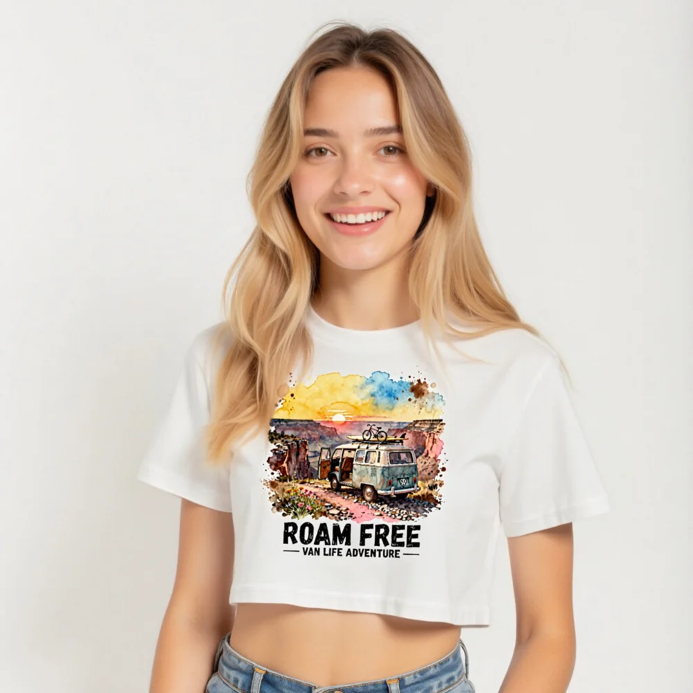 Roam Free Van Life Adventure Crop Top for Women - Image 5