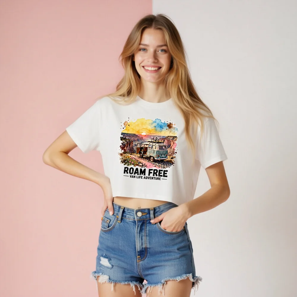 Roam Free Van Life Adventure Crop Top for Women - Image 8