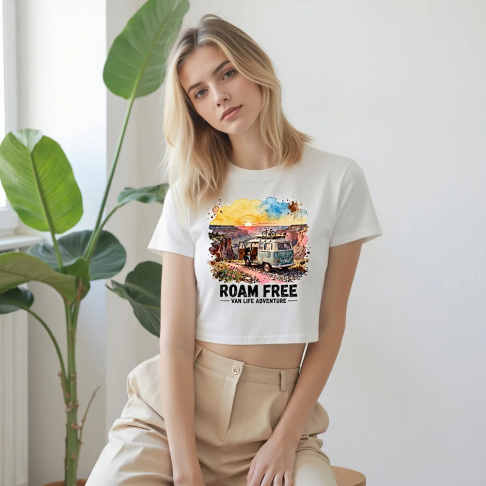 Roam Free Van Life Adventure Crop Top for Women - Image 9