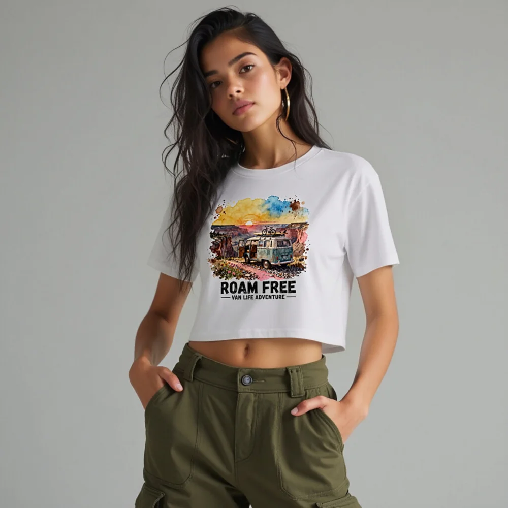 Roam Free Van Life Adventure Crop Top for Women - Image 10