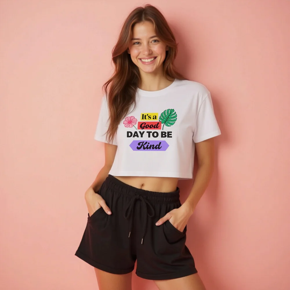 Women's Crop Top - 'It's a Good Day to Be Kind' Graphic Tee - Image 2