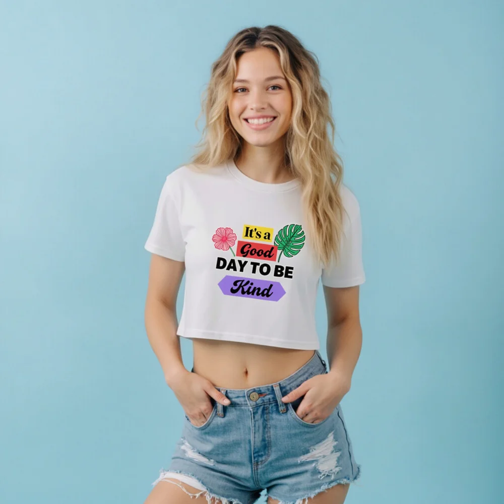 Women's Crop Top - 'It's a Good Day to Be Kind' Graphic Tee - Image 7