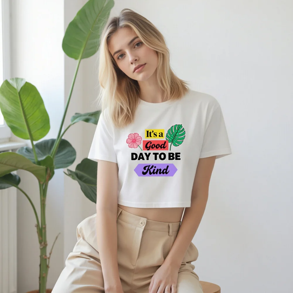 Women's Crop Top - 'It's a Good Day to Be Kind' Graphic Tee - Image 9