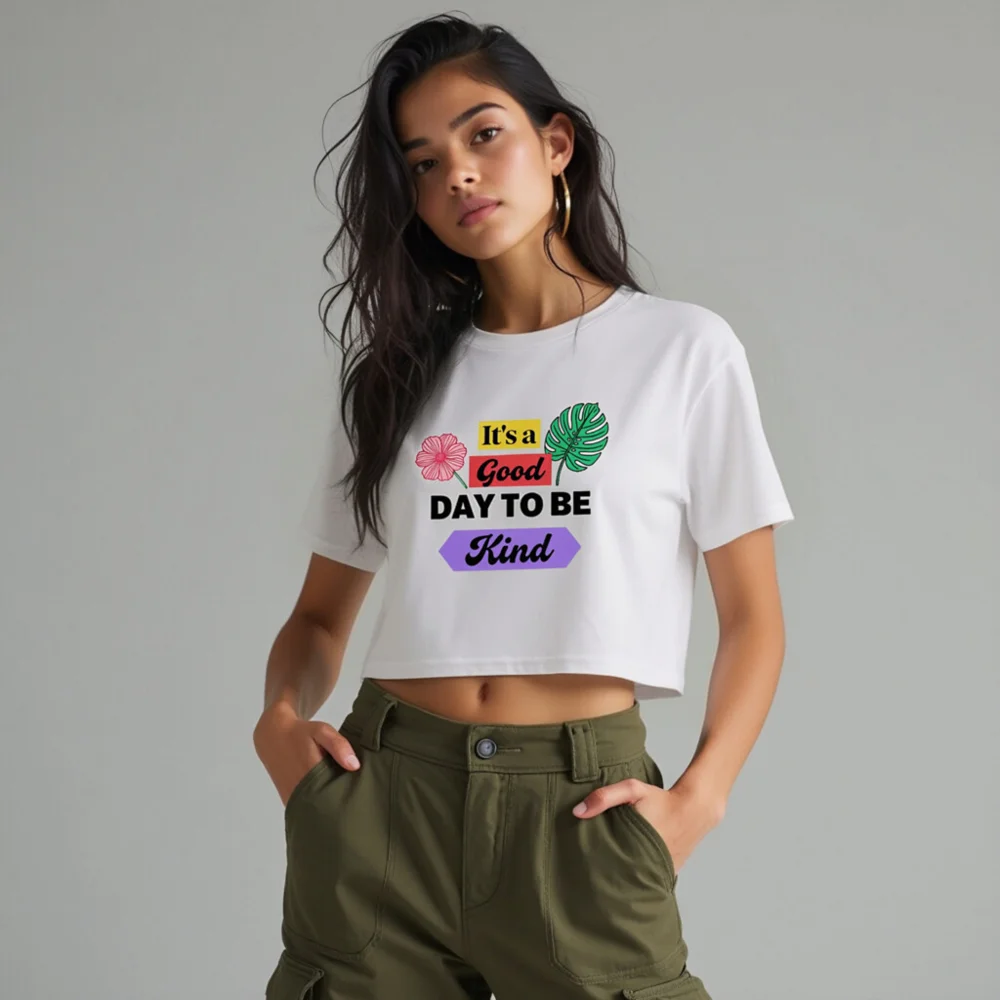 Women's Crop Top - 'It's a Good Day to Be Kind' Graphic Tee - Image 10