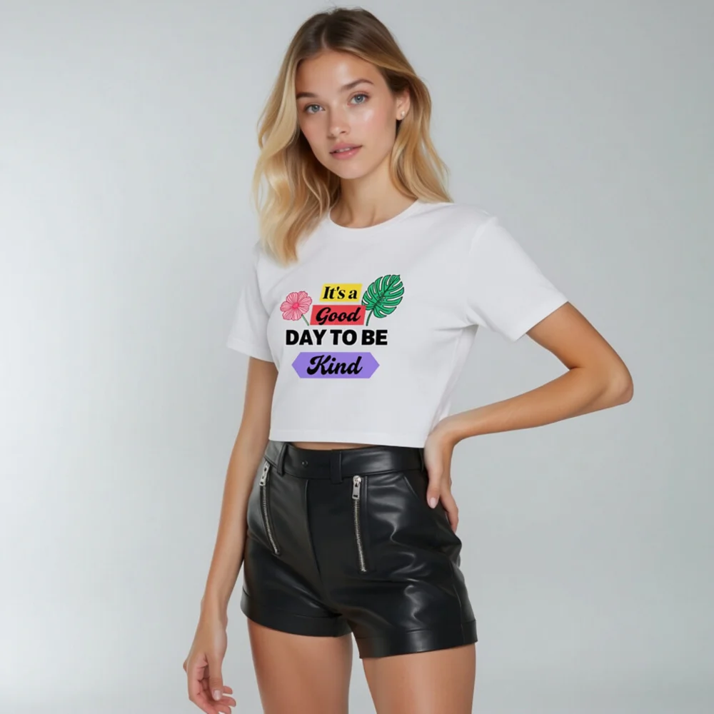 Women's Crop Top - 'It's a Good Day to Be Kind' Graphic Tee - Image 11