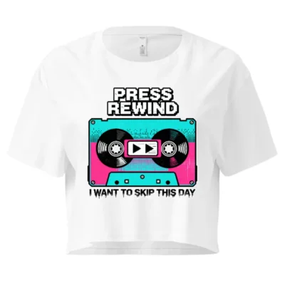 Press Rewind Crop Top for Women – Retro Cassette Tee