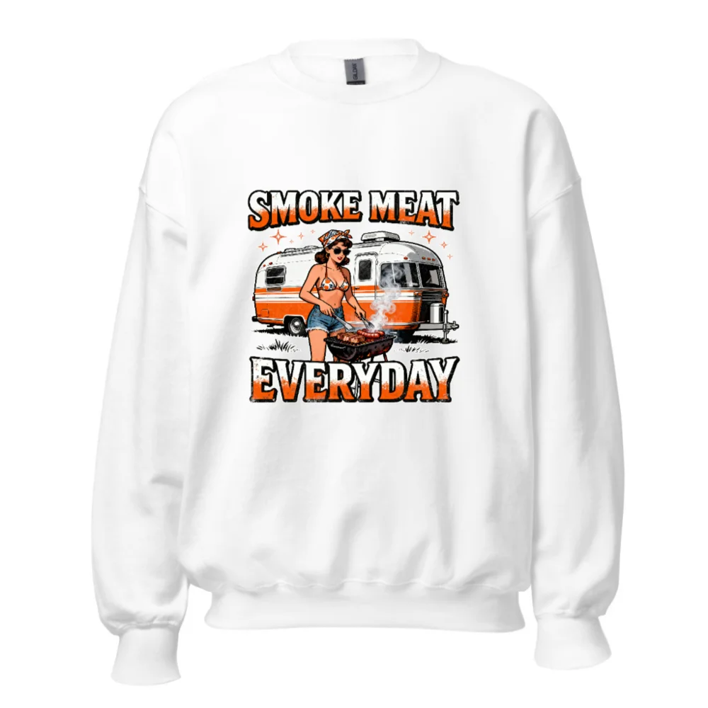 Smoke Meat Everyday Unisex Sweatshirt - Vintage BBQ Graphic Crewneck