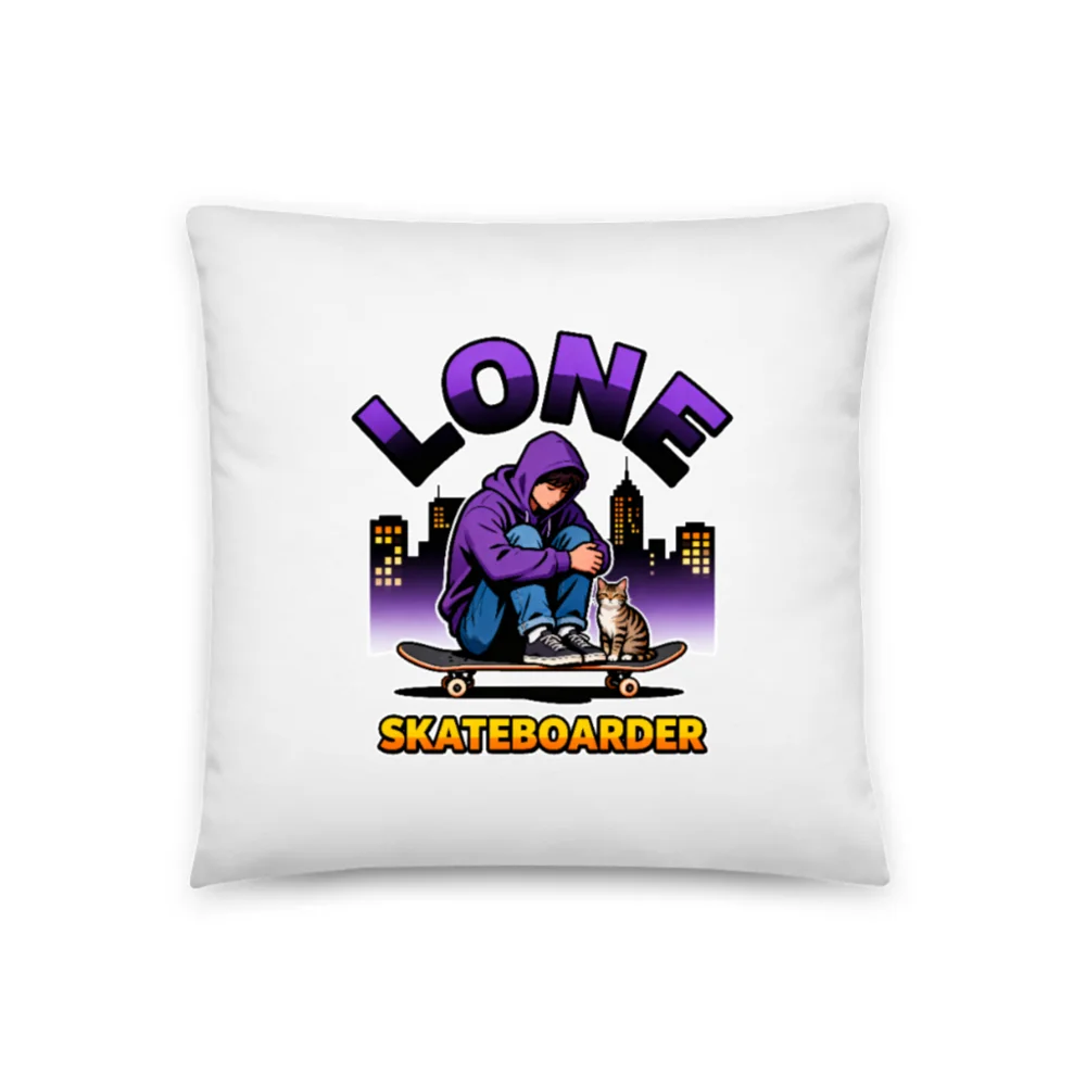 Lone Skateboarder Pillow – 18x18 Inch Decorative Throw Pillow
