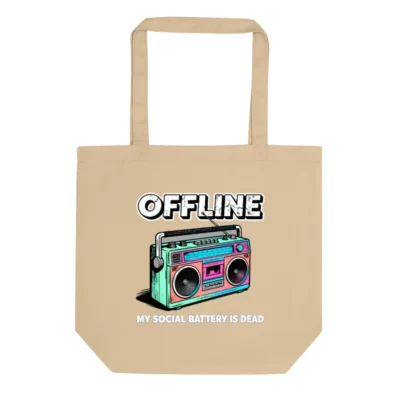 Offline Boombox Tote Bag – Eco-Friendly Cotton Canvas Shopping Bag