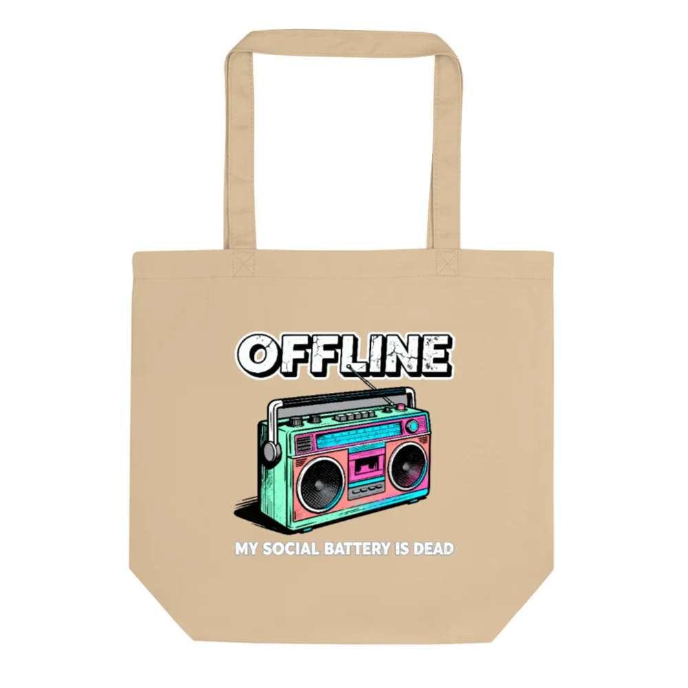 Offline Boombox Tote Bag – Eco-Friendly Cotton Canvas Shopping Bag