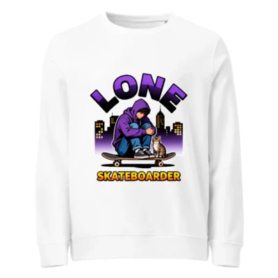 Lone Skateboarder Unisex Organic Cotton Sweatshirt