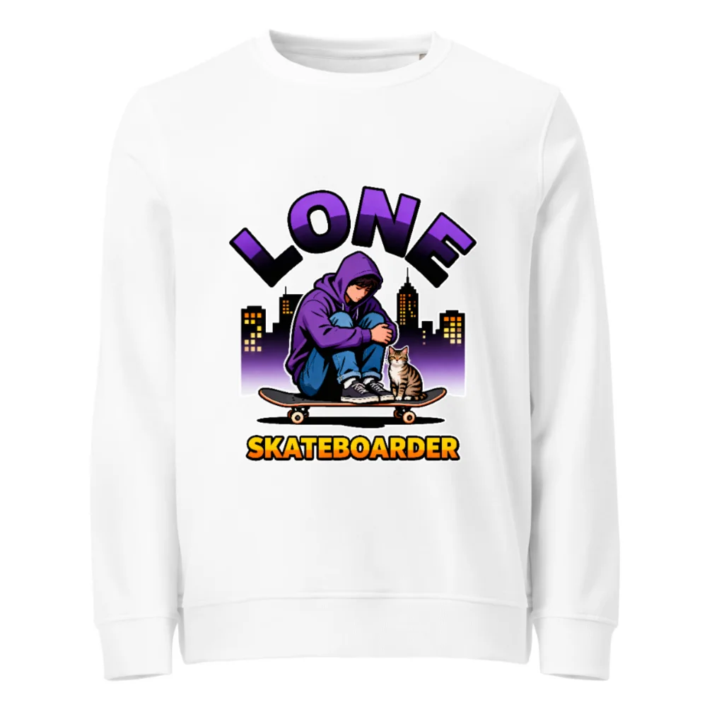 Lone Skateboarder Unisex Organic Cotton Sweatshirt