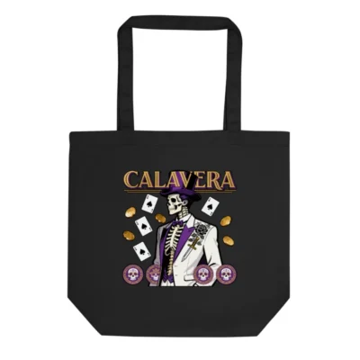 Calavera Skull Tote Bag – Eco-Friendly Black Canvas Shopping Bag
