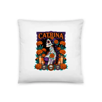 Catrina Day of the Dead Pillow Cover 18x18 - Mexican Folk Art Decor