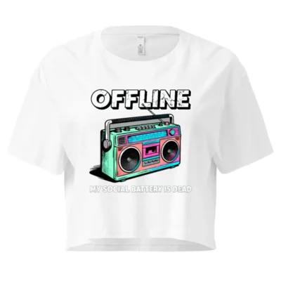 Offline Boombox Crop Top for Women – Vintage Retro Graphic Tee