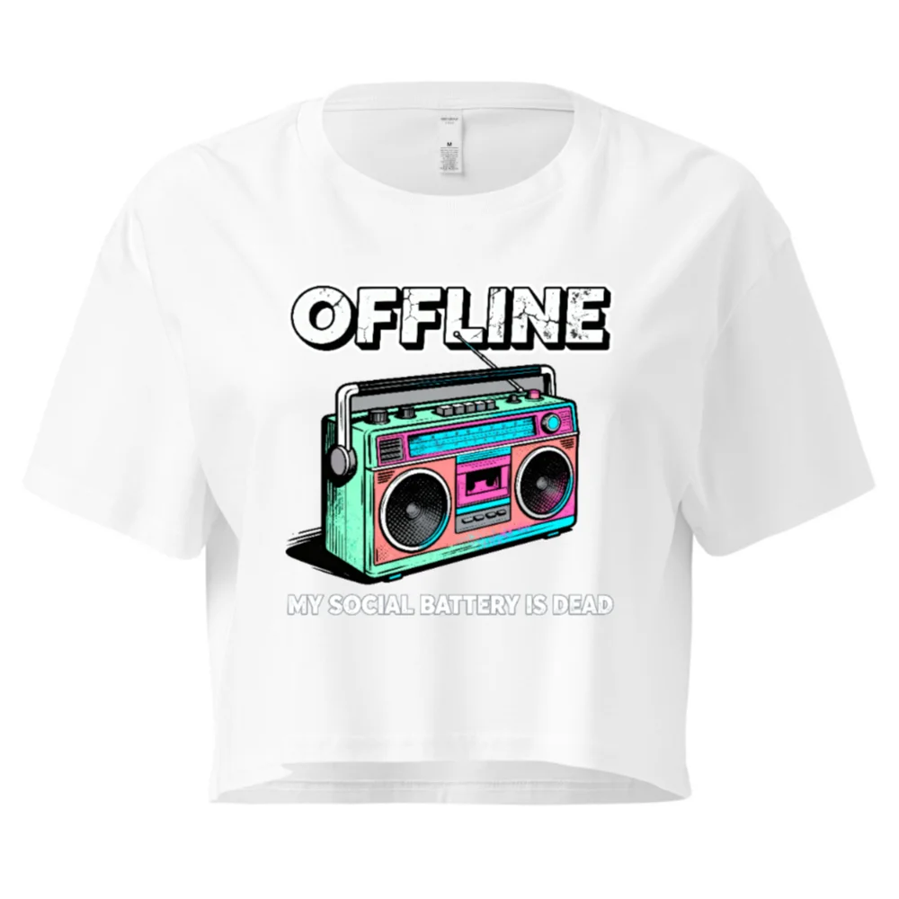 Offline Boombox Crop Top for Women – Vintage Retro Graphic Tee