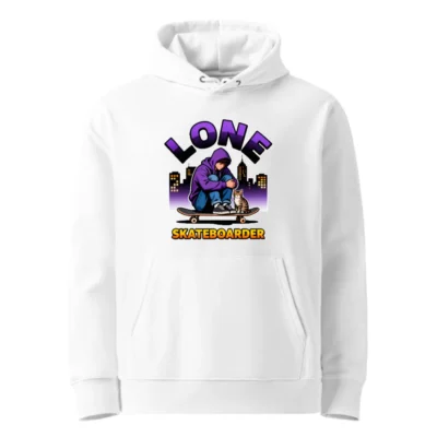 Lone Skateboarder Hoodie – Unisex Eco-Friendly Pullover