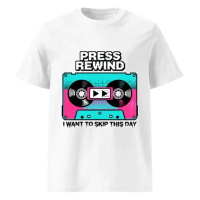 Press Rewind Cassette T-Shirt – Unisex Organic Cotton Graphic Tee