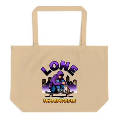 Organic Cotton Tote Bag – Lone Skateboarder Graphic Design