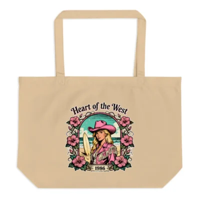 Organic Cotton Tote Bag – Heart of the West 1986 Vintage Art