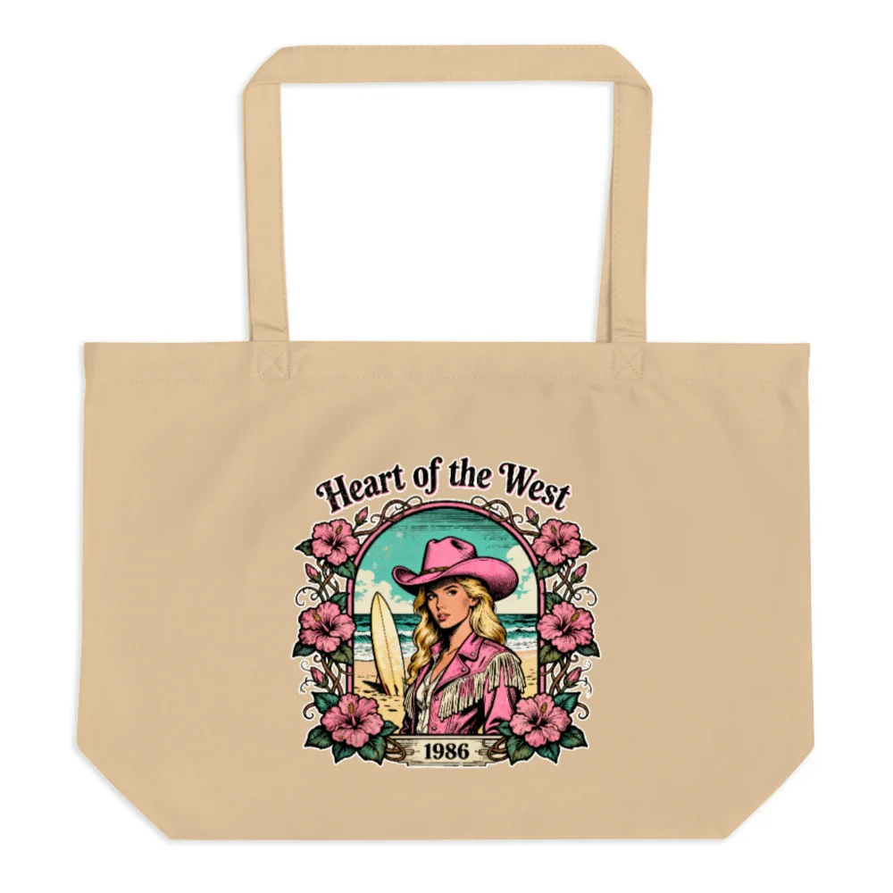 Organic Cotton Tote Bag – Heart of the West 1986 Vintage Art