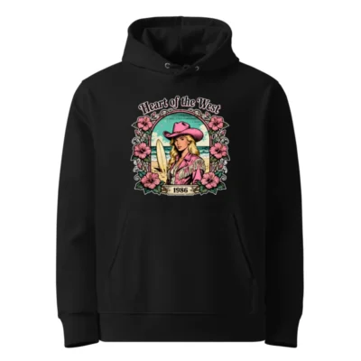 Heart of the West 1986 Unisex Eco Hoodie - Vintage Surf Cowgirl Design