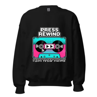 Press Rewind Cassette Sweatshirt – Unisex Crew Neck Pullover